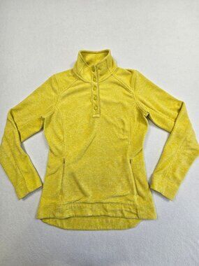 Duluth Trading Co XS Womens Pullover Fleece Yellow Quarter Snap Mock Neck Top
